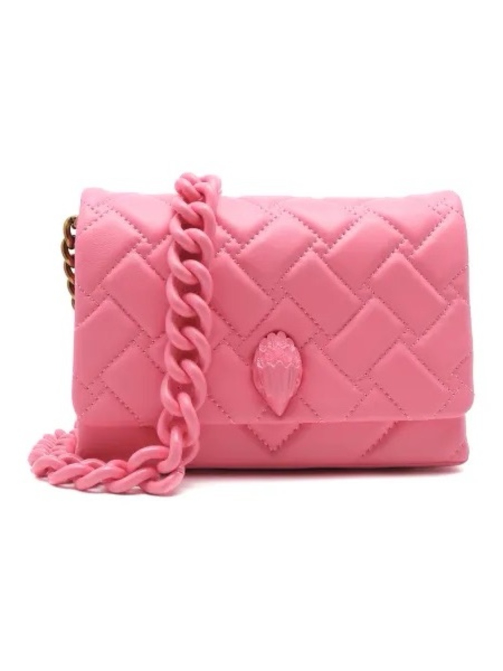 Kurt Geiger Quilted Pink Crossbody Bag with Chain Strap